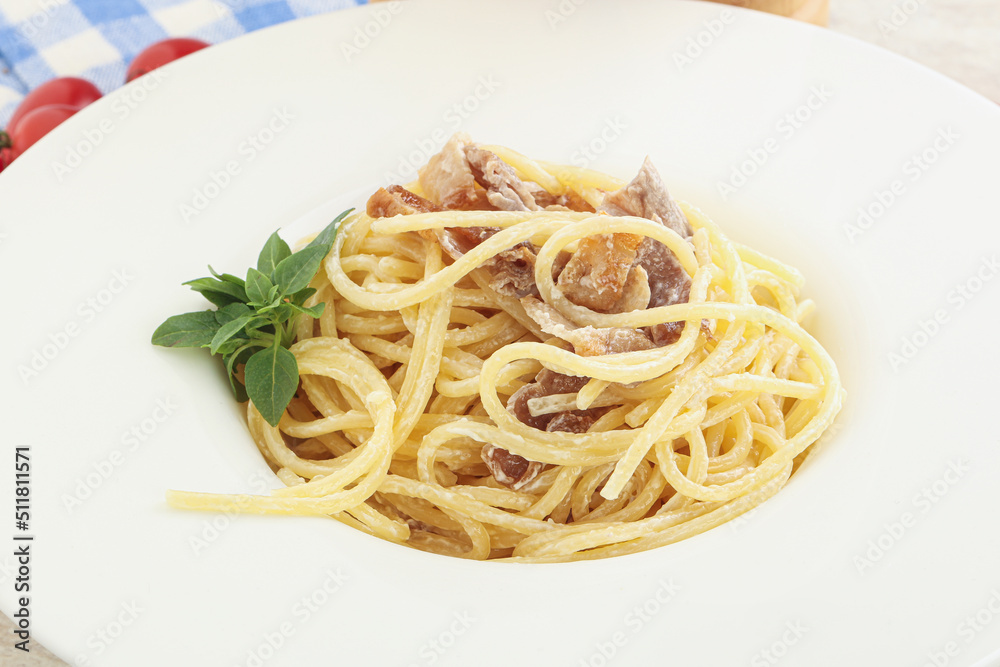 Spaghetti carbonara pasta with bacon Spaghetti carbonara pasta with bacon