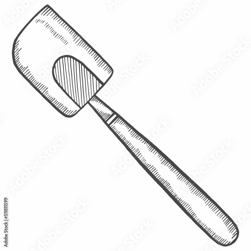 spatula kitchen utensils solated doodle hand drawn sketch with outline style