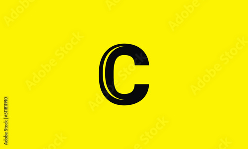  C Letter Initial Logo Design, Vector Template. black and yellow concept.