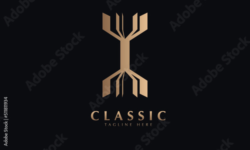 Link shape icon silhouette design vector monogram logo template