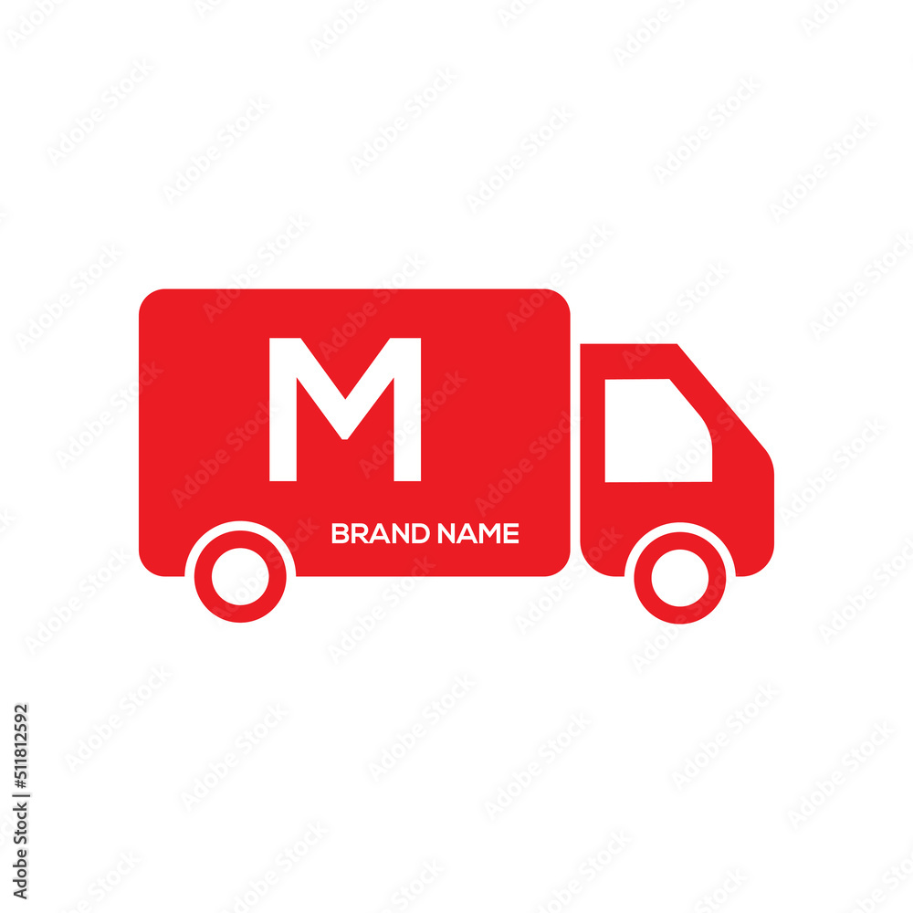 Letter M Express Delivery Logo Truck icon Freight, delivery symbol. Vector illustration. Letter M Express Delivery Logo Truck icon Freight, delivery symbol. Vector illustration.