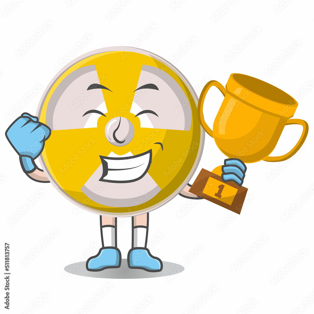 Radioactive cute winner trophy design character, design vector illustrator. Radioactive cute winner trophy design character, design vector illustrator.