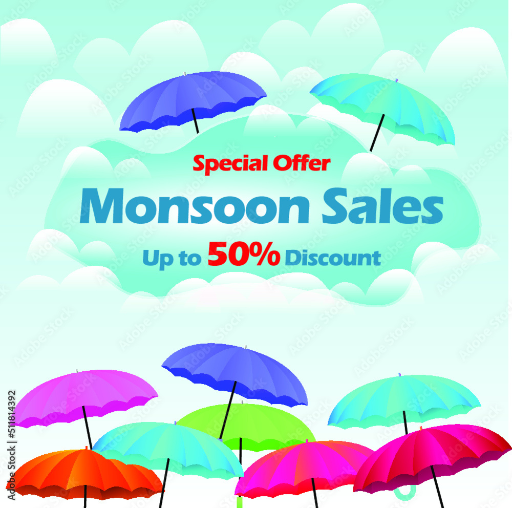 Monsoon season banner sale design template Monsoon season banner sale design template