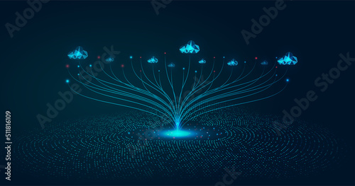 Multiple cloud symbol vector illustration, 2D cloud, 3D cloud, multi-cloud work connected data.
