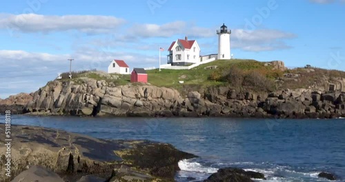 The Nubble Point lighthouse on the coast of Maine, USA photo