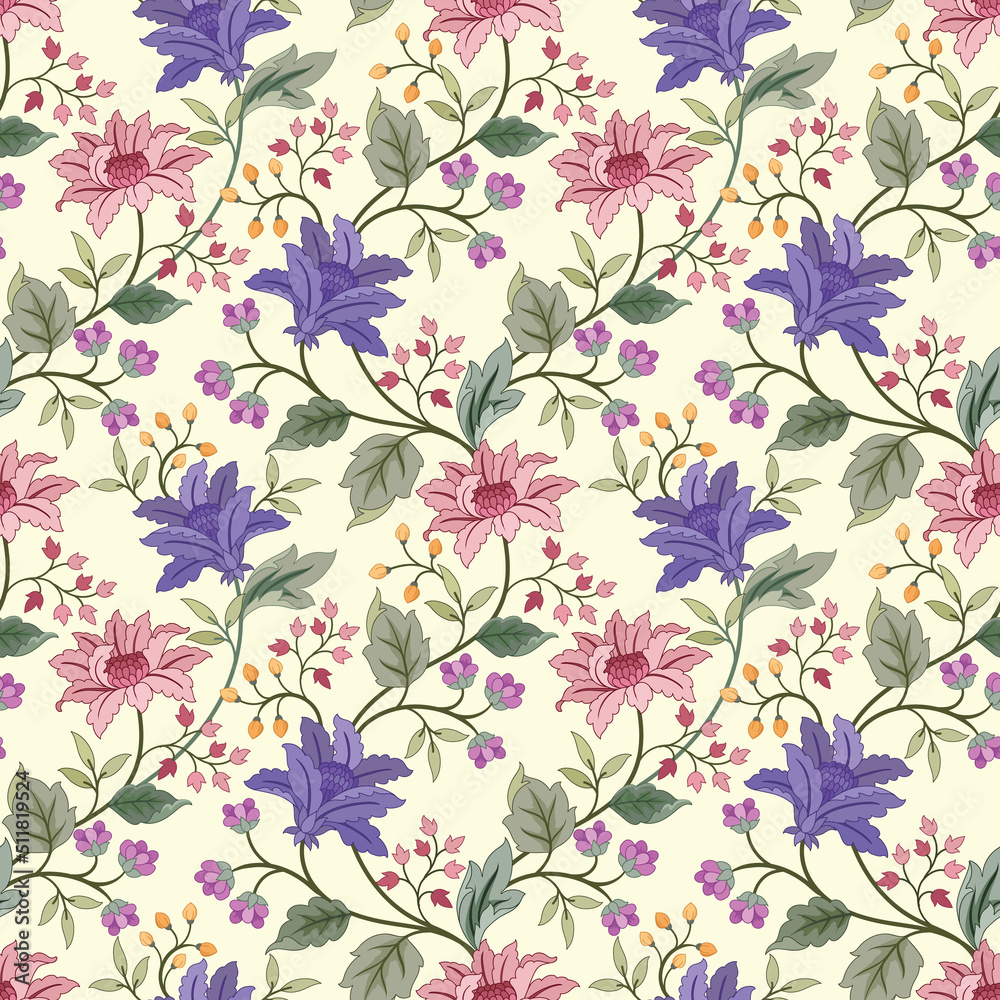 Blooming flowers design seamless pattern for fabric  textile  wallpaper.