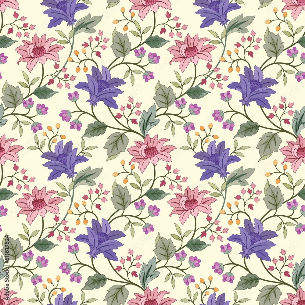 Blooming flowers design seamless pattern for fabric textile wallpaper. Blooming flowers design seamless pattern for fabric textile wallpaper.