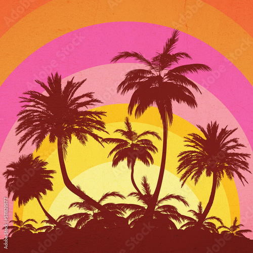 Palm trees on island grunge retro poster © AnnaPa