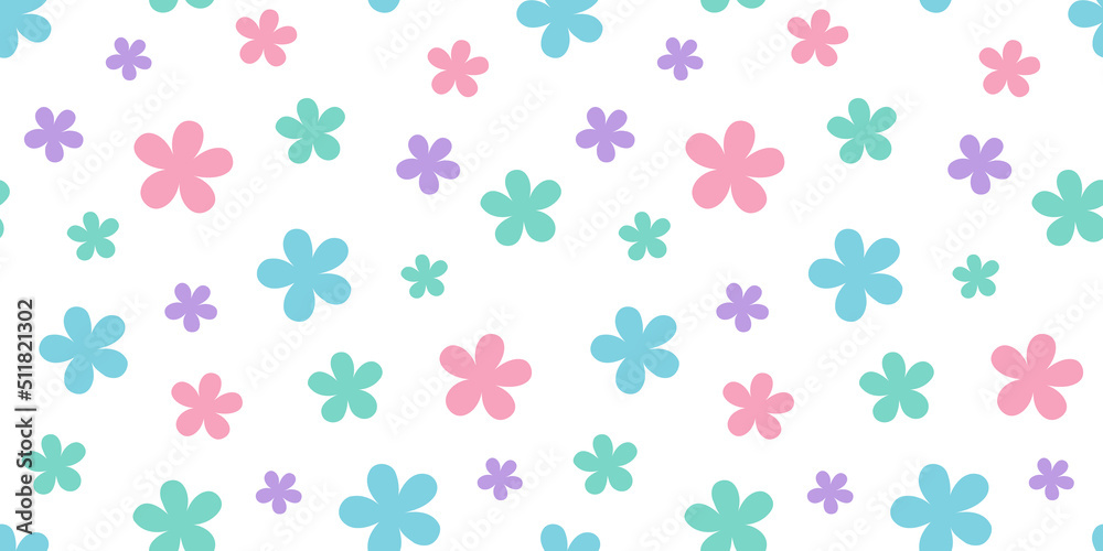 Colorful floral vector background, seamless pattern