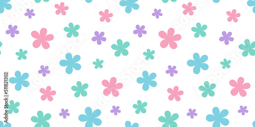 Colorful floral vector background, seamless pattern