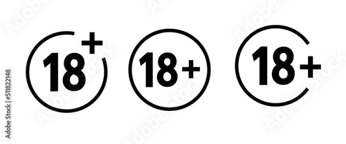 18 plus icon vector under eighteen years prohibition sign, adults only for your content . 18 age restriction, attention, Eighteen plus icon editable stroke, flat design style isolated on white