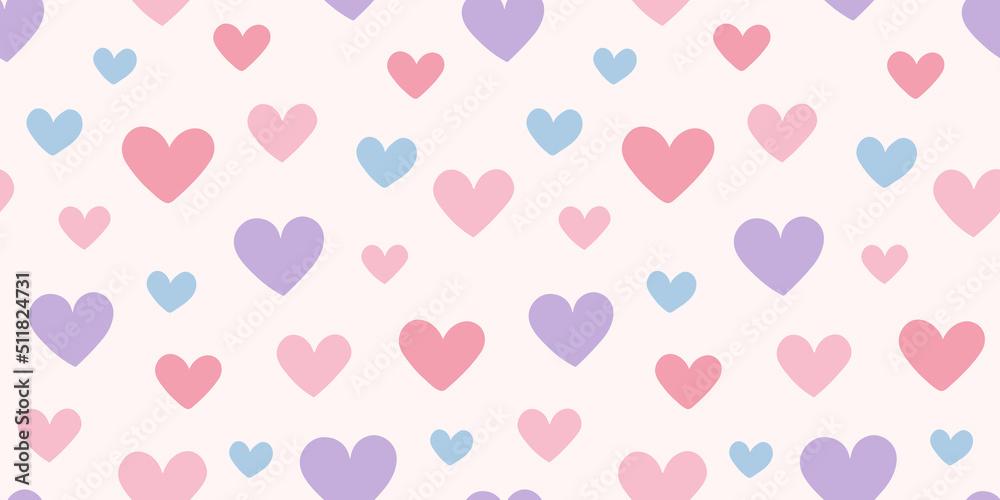 Colorful hearts vector background seamless pattern tile