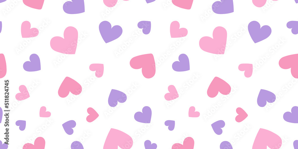 Cute scattered hearts pattern, vector background