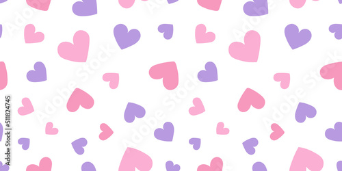 Cute scattered hearts pattern, vector background