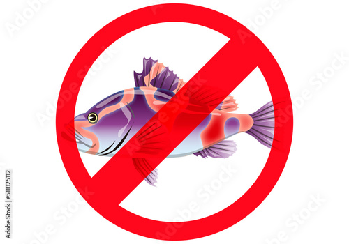 Icono de pescado prohibido por alergia. 