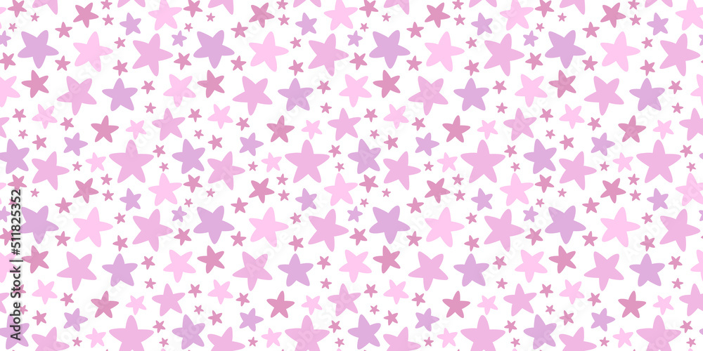 Pink stars vector background, seamless pattern