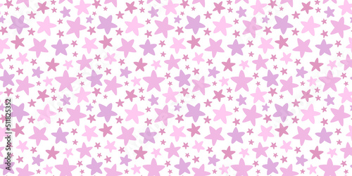 Pink stars vector background, seamless pattern