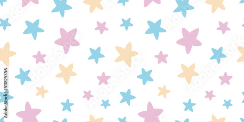 Cute pastel stars, seamless vector pattern, repeating background