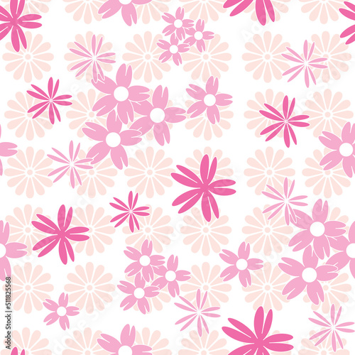 Vector white background white pink cherry tree flowers and cherry blossom sakura flowers. Seamless pattern background
