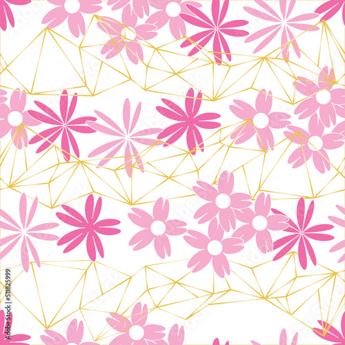 Vector white background white pink cherry tree flowers and cherry blossom sakura flowers. Seamless pattern background