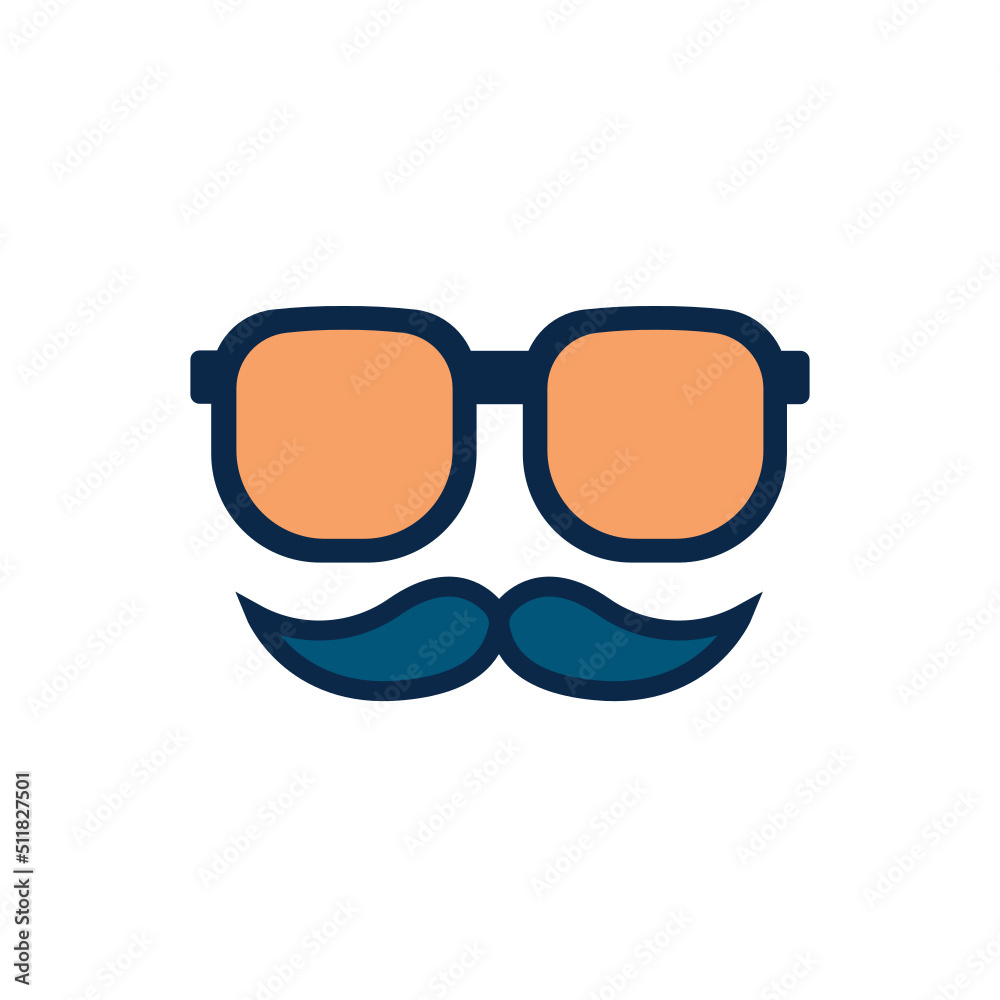Square glasses with mustache Square glasses with mustache