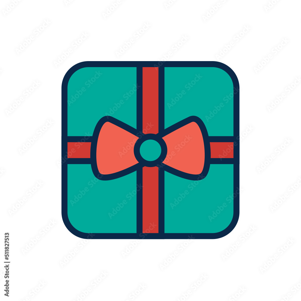 Teal gift box with red ribbon Teal gift box with red ribbon