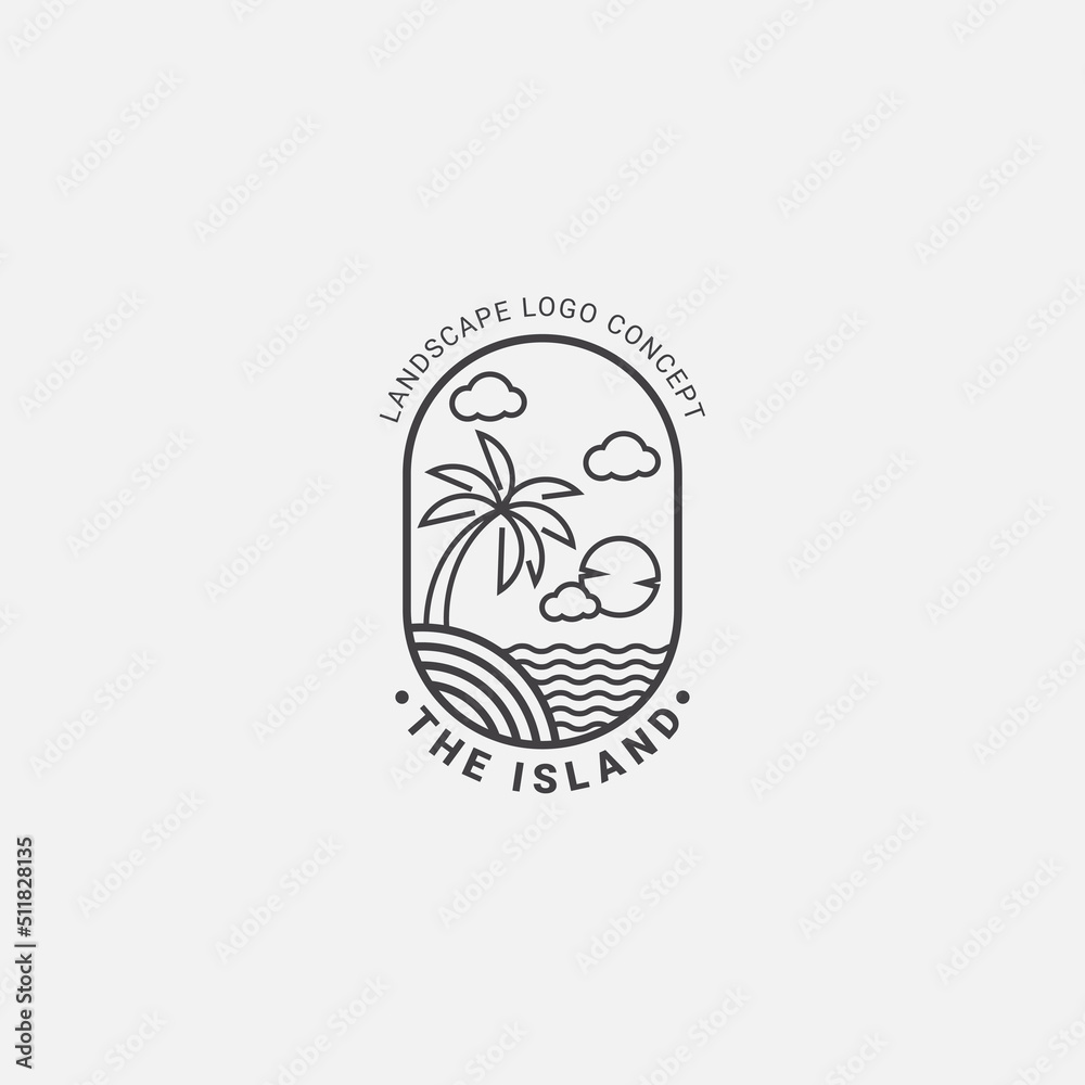 Logo Icon Summer concept in line art style Logo Icon Summer concept in line art style