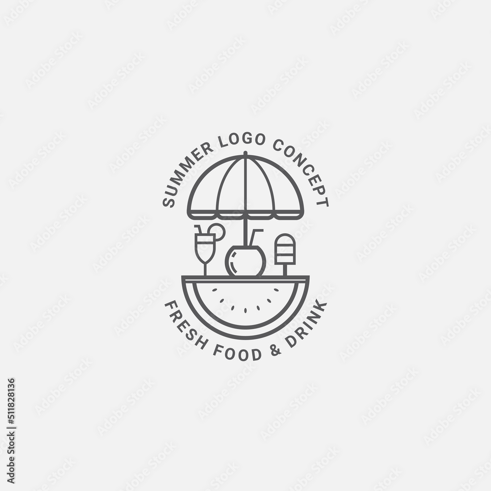 Logo Icon Summer concept in line art style Logo Icon Summer concept in line art style