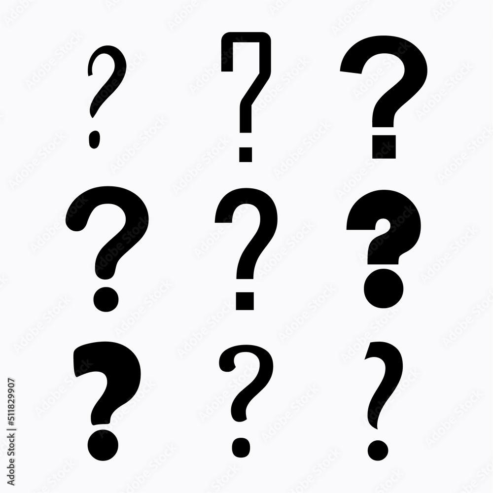 Set of Question icon mark, help or ask bubble graphic symbol, web faq vector illustration Set of Question icon mark, help or ask bubble graphic symbol, web faq vector illustration