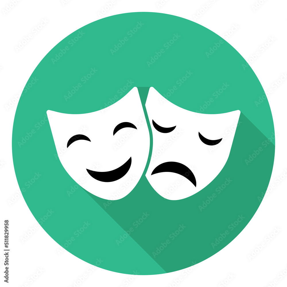 Set of Theater face mask icon shadow, emotion actor comedy and drama symbol, festival sign vector illustration Set of Theater face mask icon shadow, emotion actor comedy and drama symbol, festival sign vector illustration