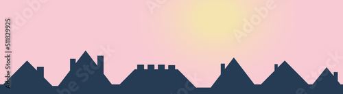 Roofs house silhouette icon, city concept template panorama, landscape vector illustration