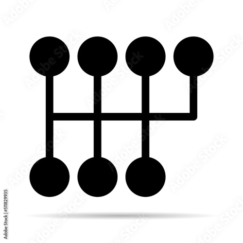 Handle car manual shift lever icon with shadow, vehicle gear technology vector illustration equipment