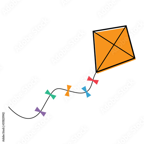 Fly kite icon, hobby outdoor activity symbol, wind air game vector illustration