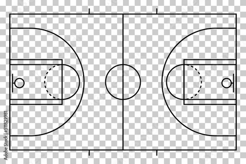 Basketball court icon, floor parquet  area, top american sport symbol, basket field vector illustration