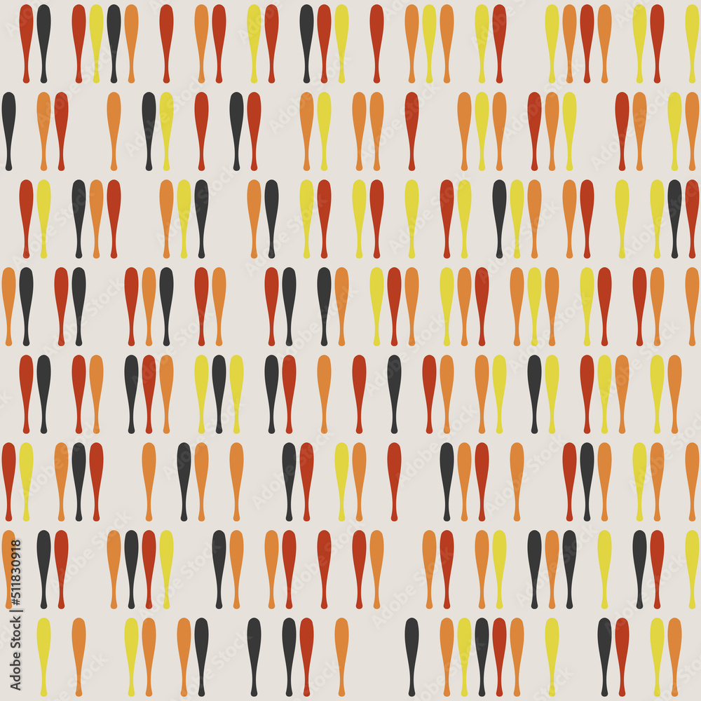 Fototapeta premium Red, yellow and orange sticks line up in a simple pattern. Vector and seamless.