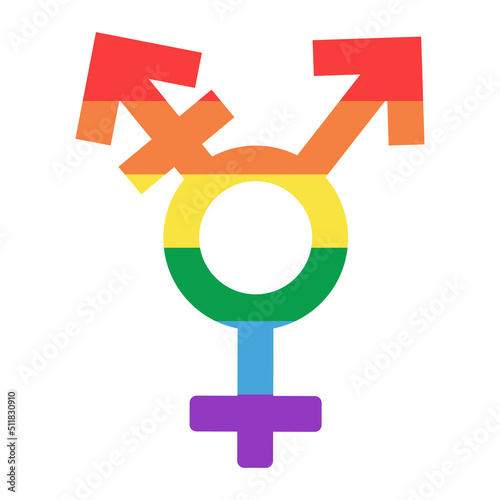 Transgender gender sign in rainbow colors