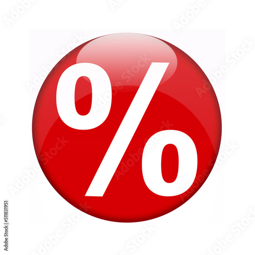 % Prozent 3D Button rot Glanz