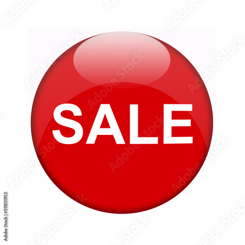 Sale 3D Button rot Glanz