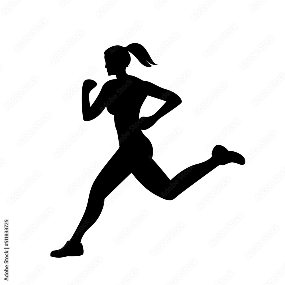 running woman silhouette vector Illustration icon