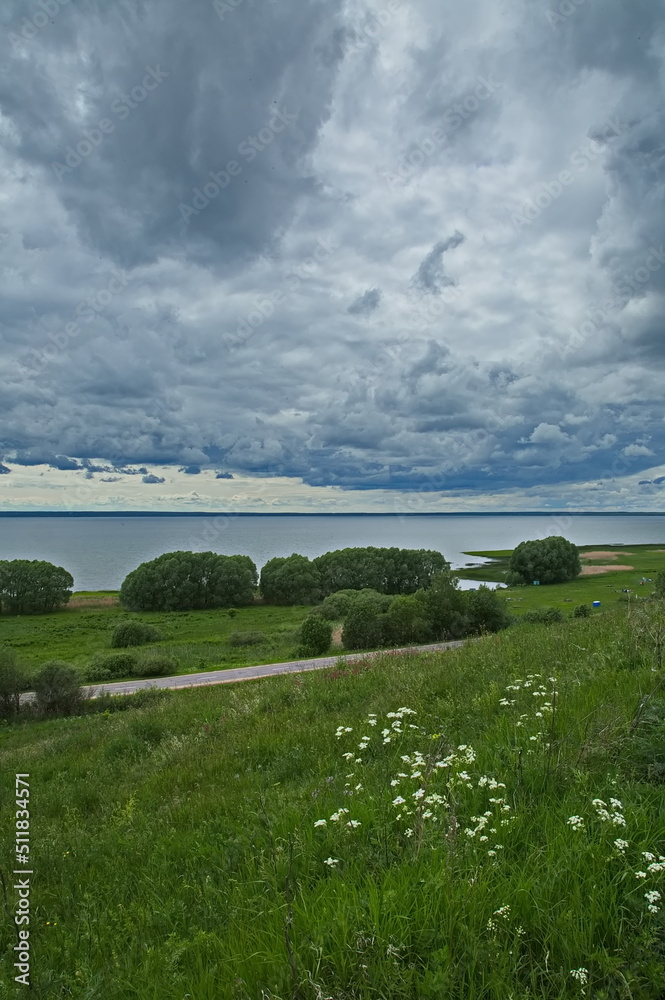 Cloudy sky over Pleshcheevo lake.