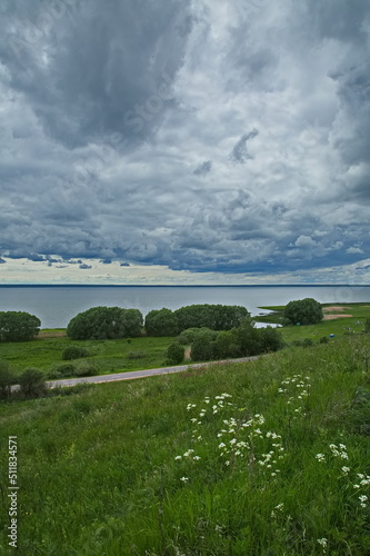 Cloudy sky over Pleshcheevo lake. photo