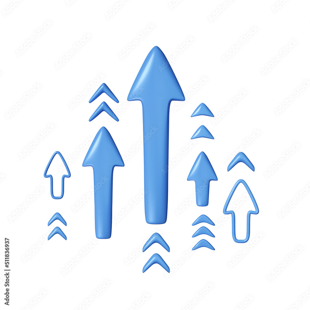 Set of 3D Arrows moving up. 3D Arrow Shapes Collection Set of 3D Arrows moving up. 3D Arrow Shapes Collection