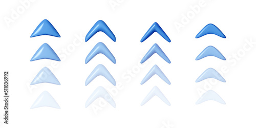 Arrow line direction. Set of 3D arrow moving or animation