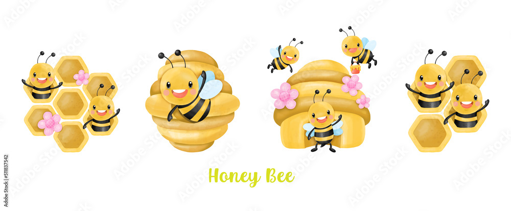 Honey Bee Watercolor Clipart, buzz Honey Bee Watercolor Clipart, buzz
