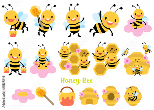  Honey Bee Flat Clipart