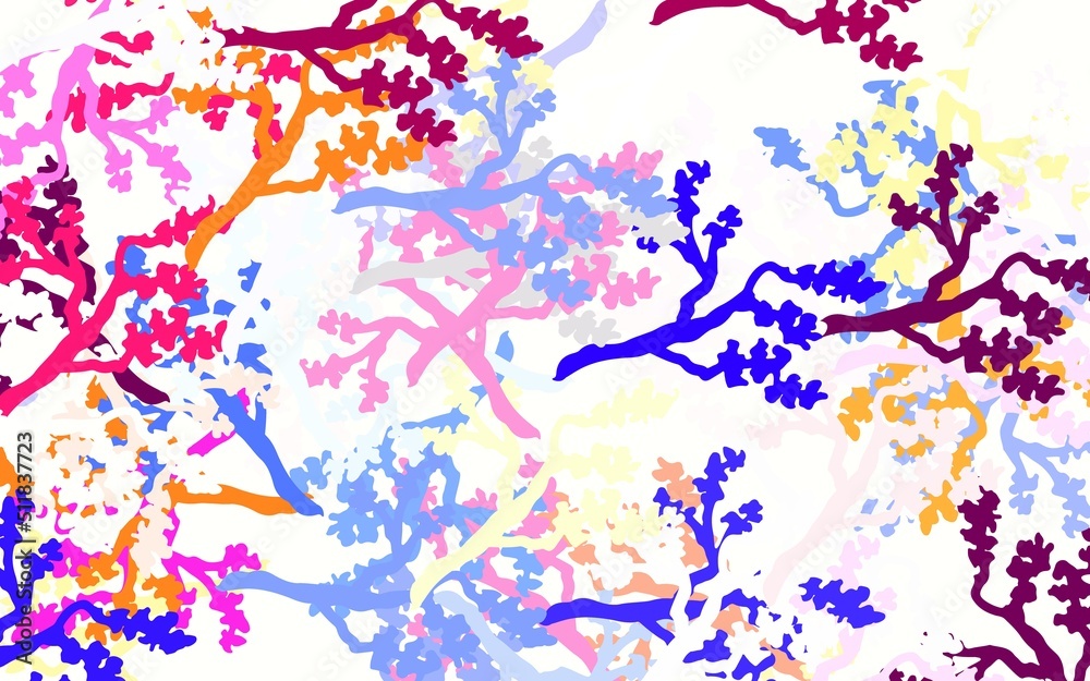 Naklejka premium Light Multicolor vector abstract backdrop with leaves, branches.