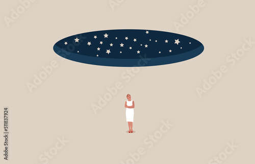 Business or career opportunity for woman. Symbol of vision, ceiling shattering, success.