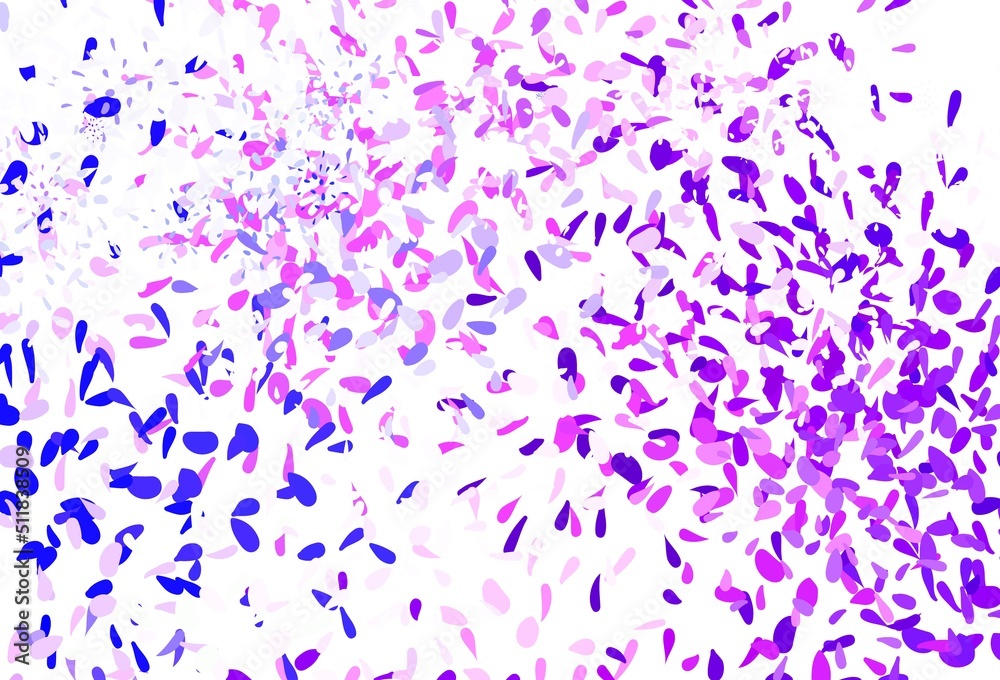 Light Pink, Blue vector doodle backdrop with leaves. Light Pink, Blue vector doodle backdrop with leaves.