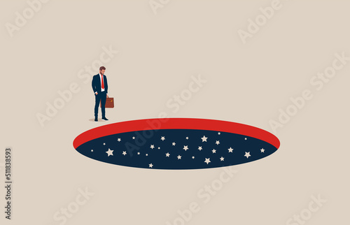 Business challenge overcome vector concept. Symbol of clever solution, ambition and opportunity.