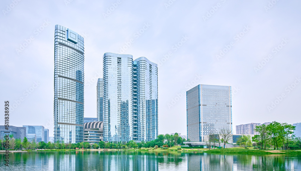 High-rise buildings in Chengdu Financial City, China High-rise buildings in Chengdu Financial City, China